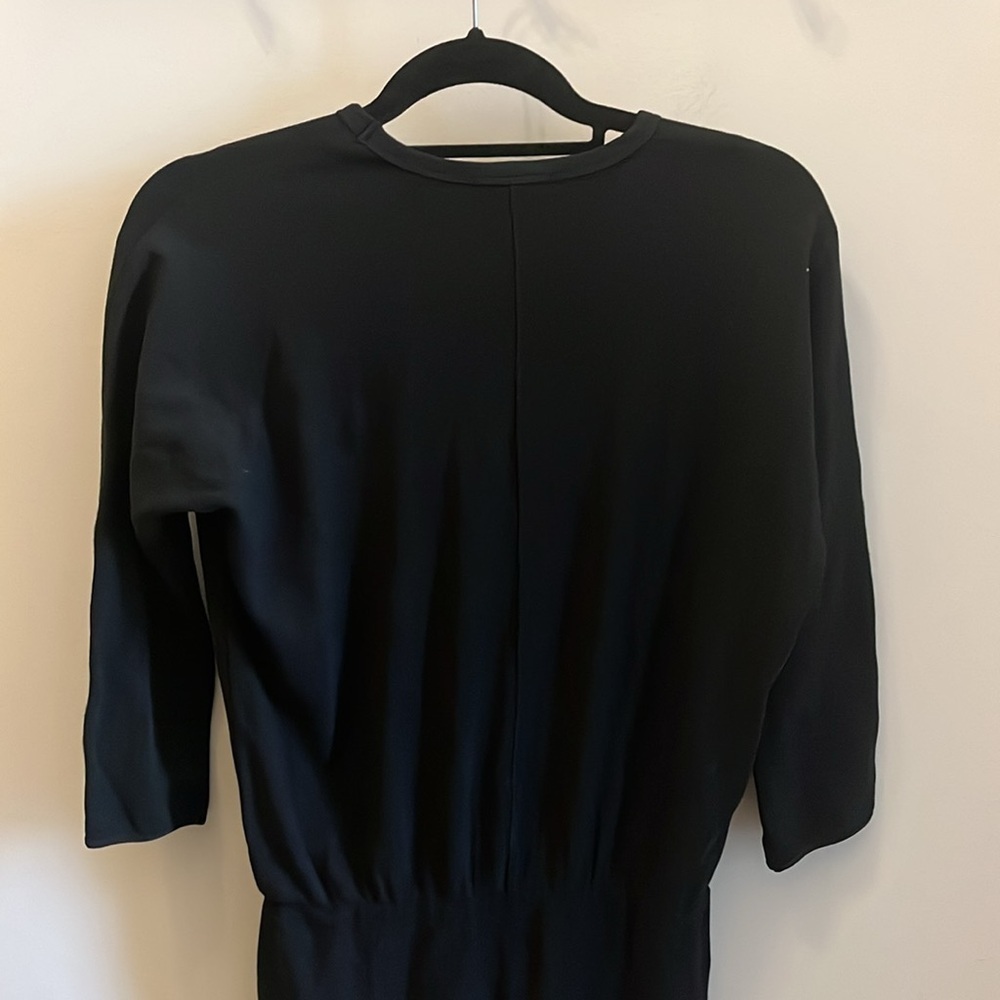 James Perse Dress Elastic Waist 3/4 Sleeves Crewneck JP Size 2 Medium Black - Picture 7 of 10